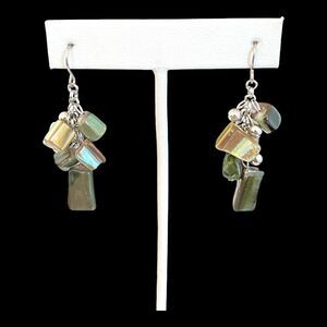 New Shell Earrings Silver Green Nautical Shell Women's Dangle - 8P